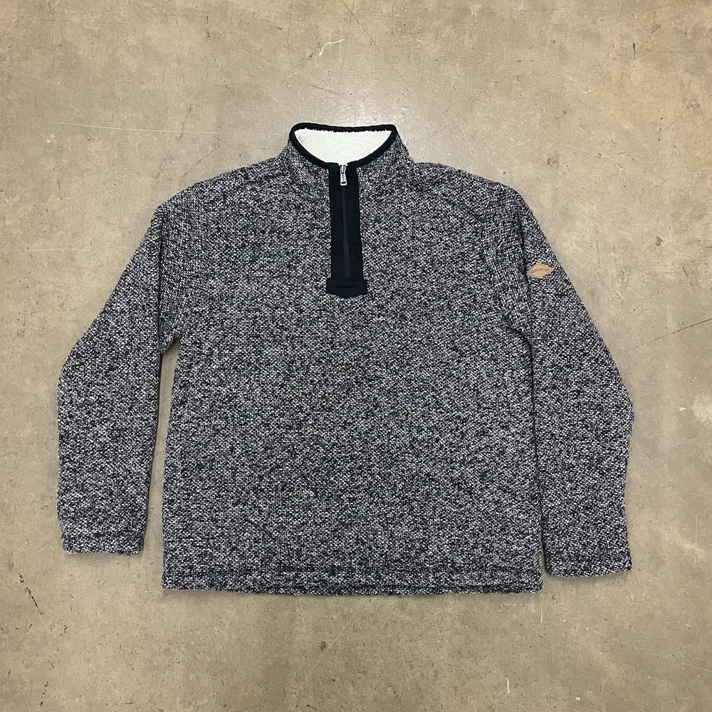 Orvis Sweater Mens Large Gray Sherpa Lined Fleece Quarter Zip Pullover Sweater